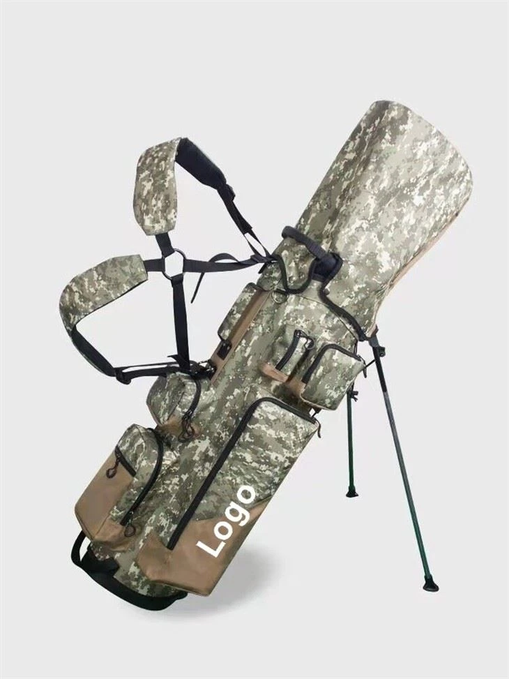 Hot Sales Dark Gray And Light Yellow Custom Design Logo Men Polyester Golf Stand Bag Carry Bag